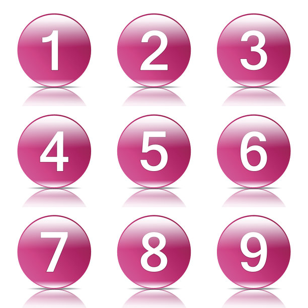 数字计数粉色矢量按钮图标设计集图片下载