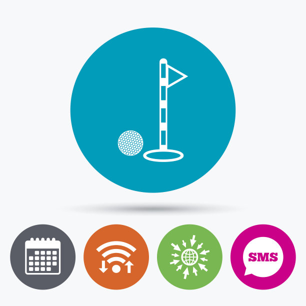 高尔夫球和洞标志图标。运动的象征。图片下载