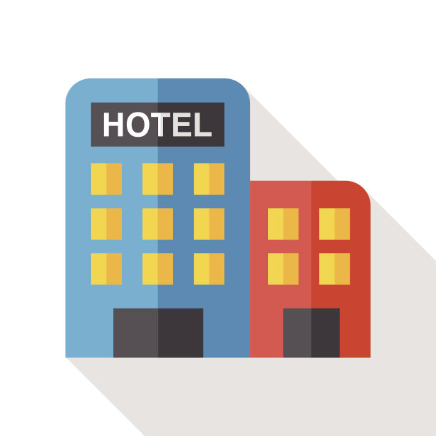 酒店平面图标与长影子图片下载