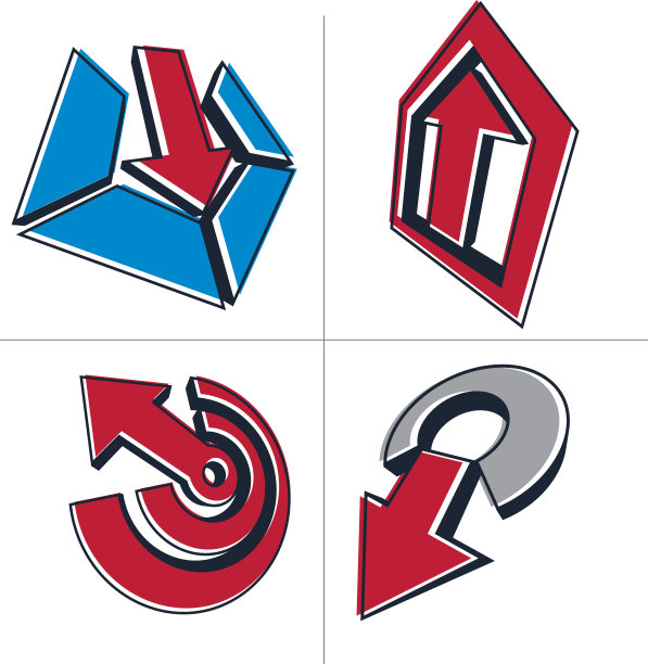 一组3d抽象符号，箭头。企业增长的概念图片下载