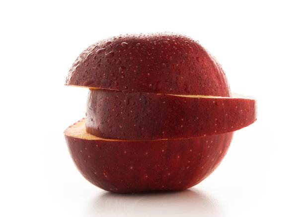 红色切片苹果孤立在白色背景图片下载