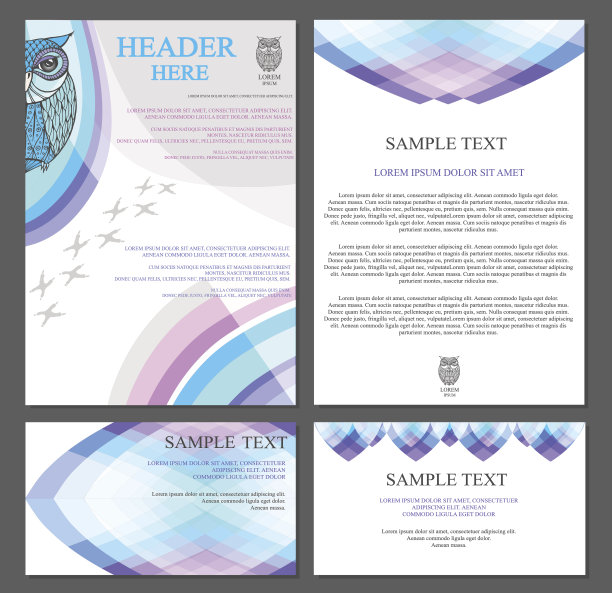 带有猫头鹰的企业身份模板。图片下载