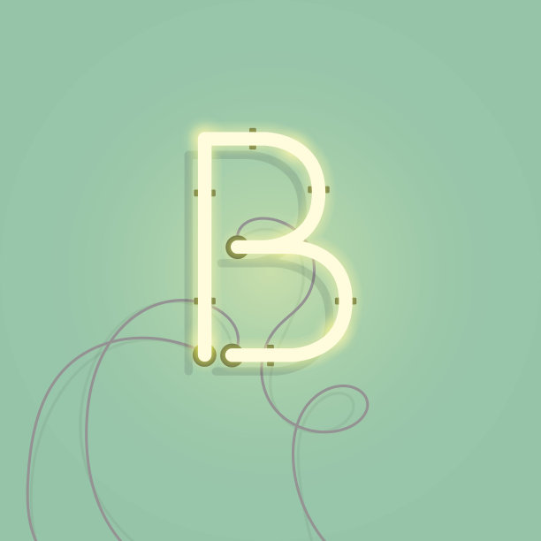 霓虹字符B矢量插图图片下载