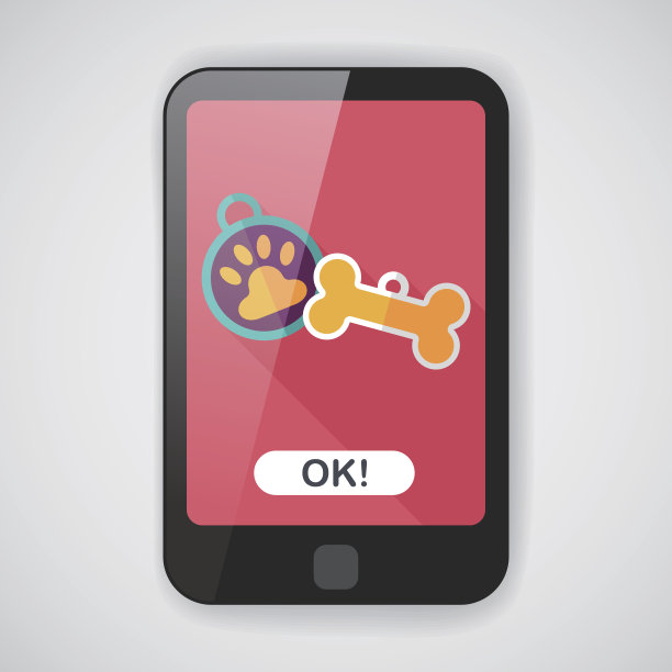 宠物标签与长阴影的平面图标，eps10图片下载