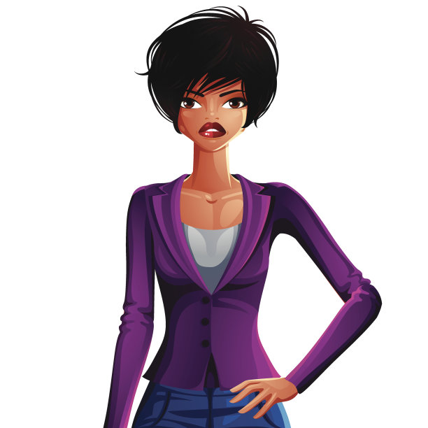 美丽的卖弄风情的女士插图，上半身肖像图片下载