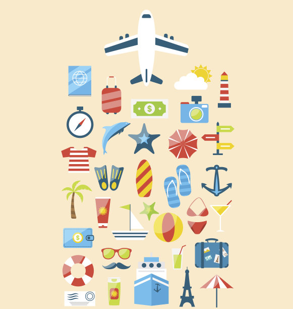 平面现代设计集图标旅游度假旅游之旅图片下载