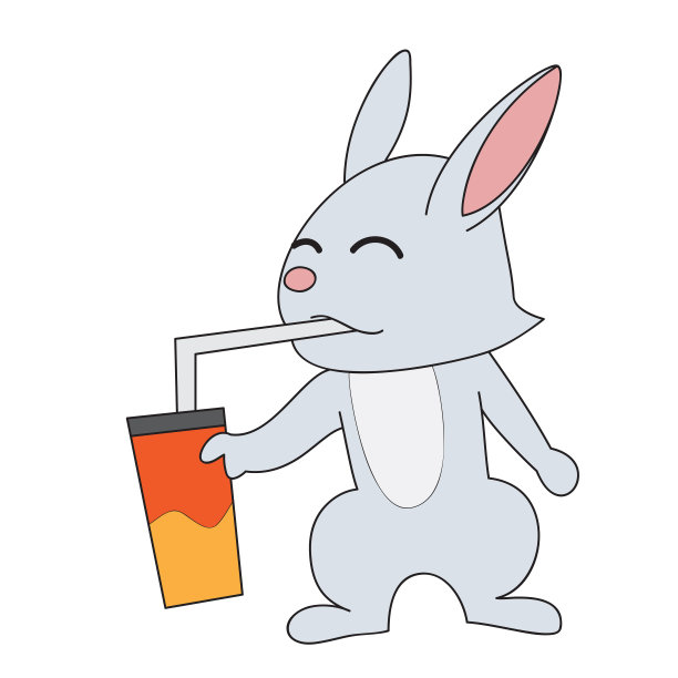 卡通画兔子饮料图片下载