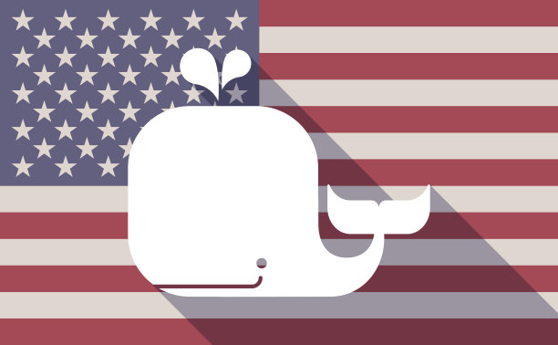 长影美国国旗与鲸鱼的图标图片下载