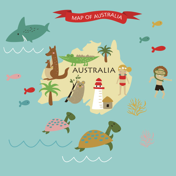 可爱的手绘热带海滩插图图片下载