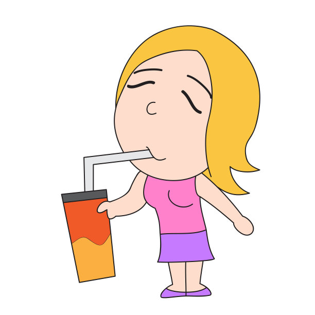 卡通画女人喝图片下载