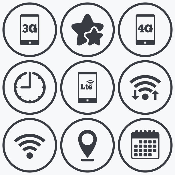 移动电信图标。3G, 4G和LTE。图片下载