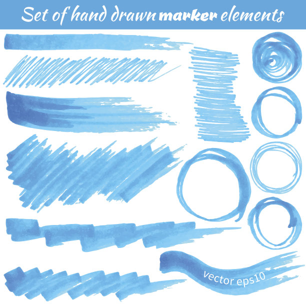 手绘标记元素的向量集图片下载