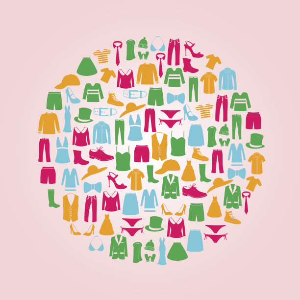 颜色服装图标设置在圆圈eps10图片下载