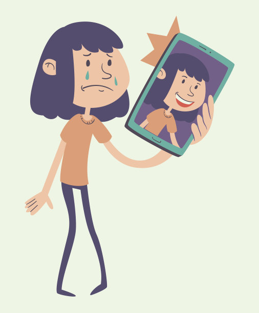 卡通女孩正在拍照图片下载