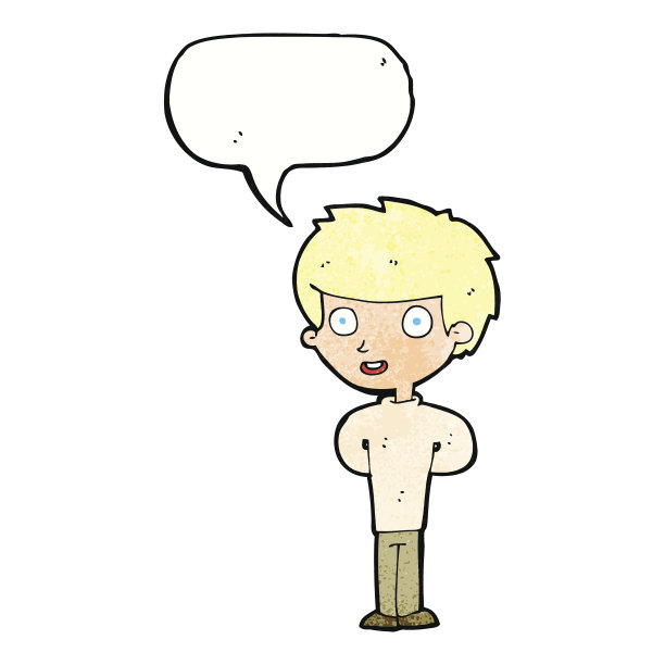 卡通快乐的男孩与言语泡泡图片下载