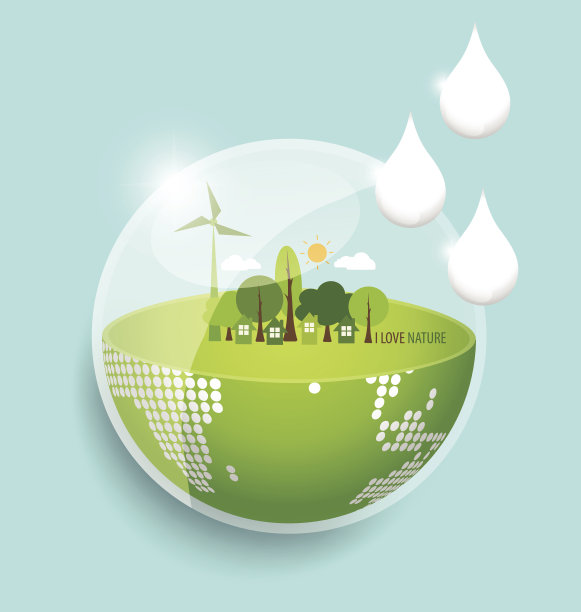 点滴绿色生态地球。矢量插图。图片下载