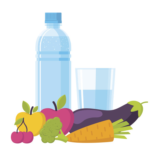 瓶装水、玻璃、水果、蔬菜纯天然图片下载