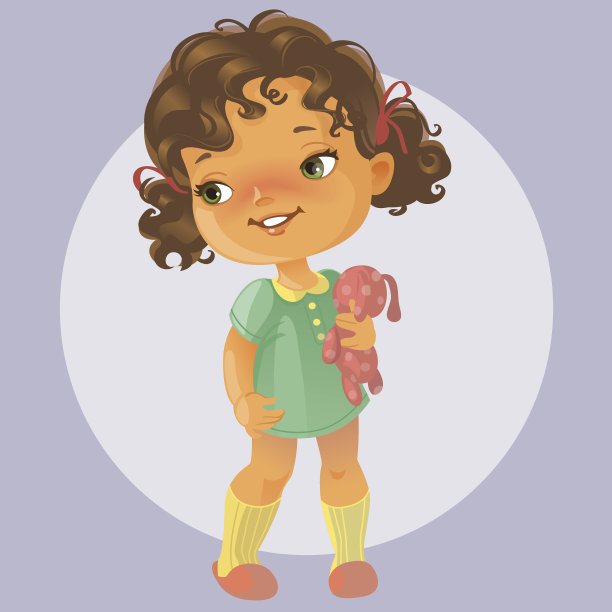 带玩具的可爱小女孩图片下载