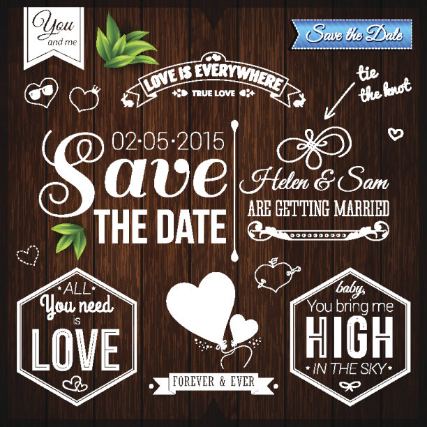 把日期留到个人假期。木制婚礼图片下载