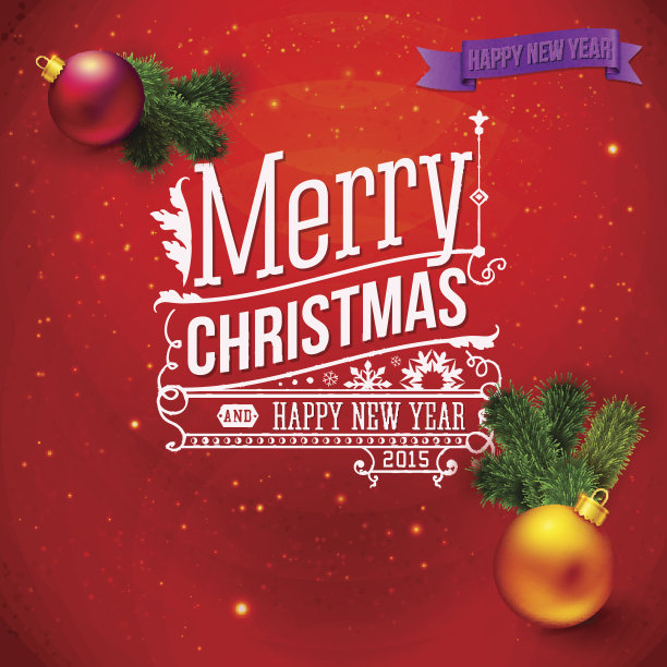 红色传统圣诞卡片。字体设计，现实的Chr图片下载
