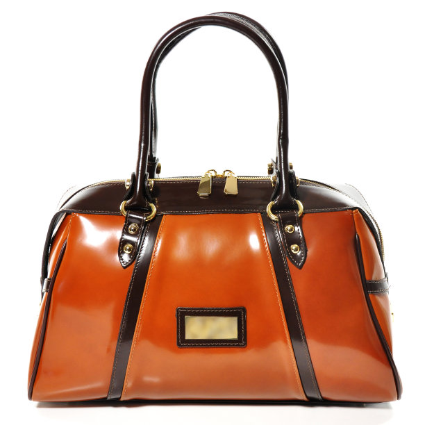 棕色光滑的女性皮包孤立在白色背景上图片下载