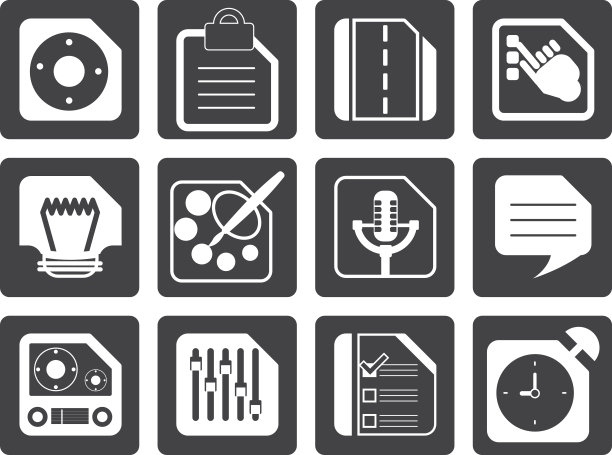 黑色手机，电脑和互联网图标图片下载