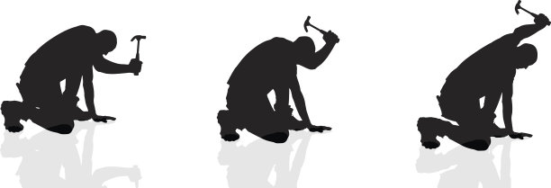 一个拿着锤子的男人的矢量剪影。图片下载