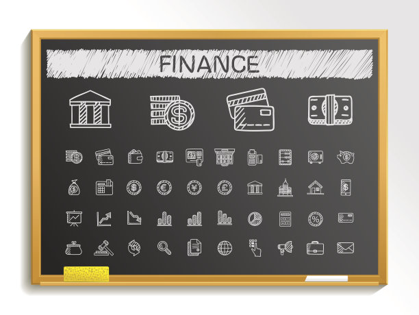 手绘财务素描图标集。矢量涂鸦黑板插图图片下载