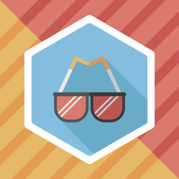 太阳镜平面图标与长阴影，eps10图片下载