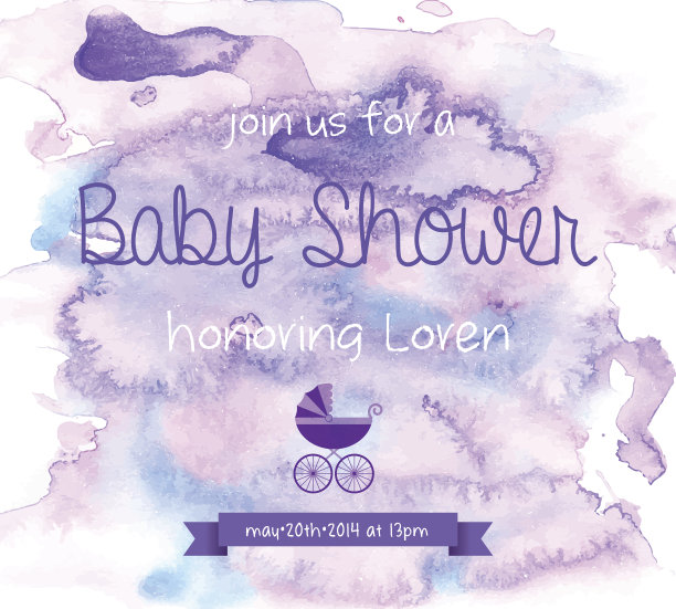 水彩宝宝派对邀请图片下载