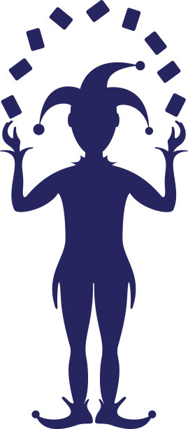 小丑玩牌的蓝色剪影图片下载