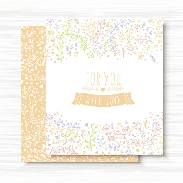 带有花卉图案和装饰品的老式卡片，木制背景图片下载