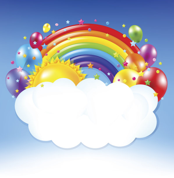 带彩虹的生日快乐横幅图片下载