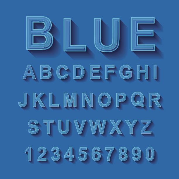 蓝色字体设计套装图片下载