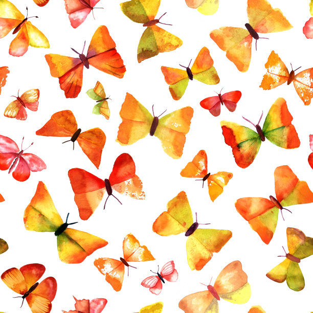 无缝金色水彩蝴蝶背景纹理图片下载