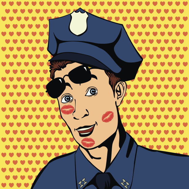 警察在亲吻的混乱中图片下载