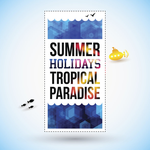 明亮的暑假海报。六边形的背景。排版德图片下载