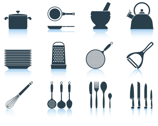 设置厨房用具图标图片下载