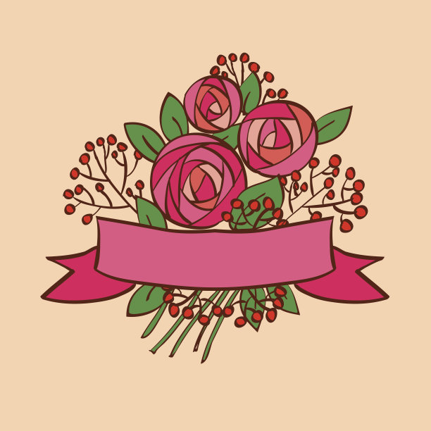 带丝带的复古玫瑰花束图片下载