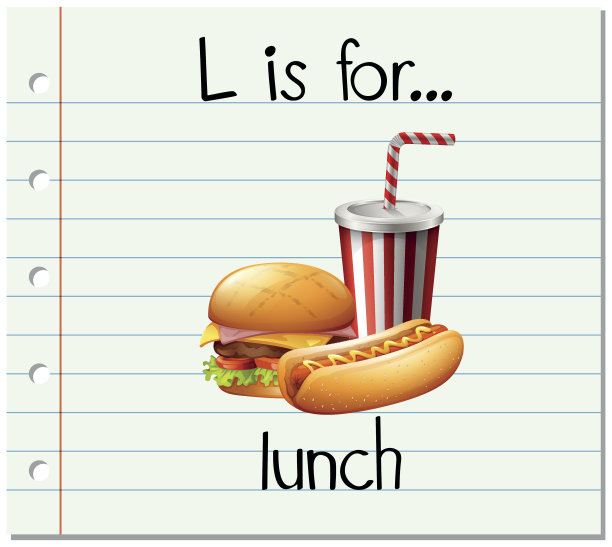抽认卡上的字母L代表午餐图片下载