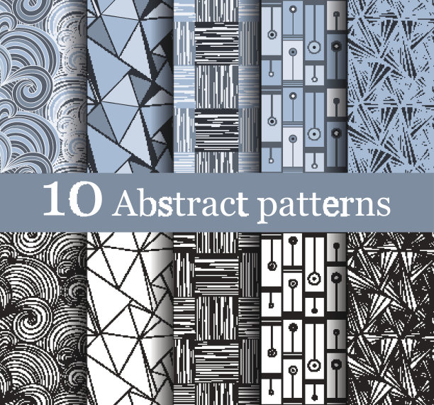 一套10个无缝抽象模式图片下载