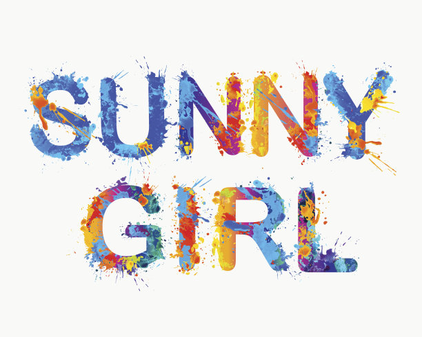 阳光女孩。向量的题词图片下载