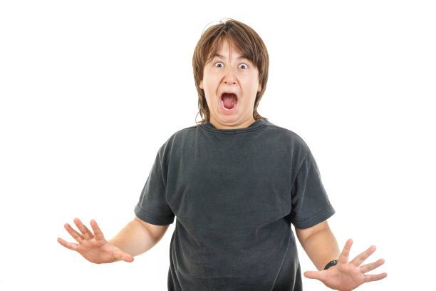 年轻的白种人胖乎乎的小孩或小男孩示意惊讶图片下载