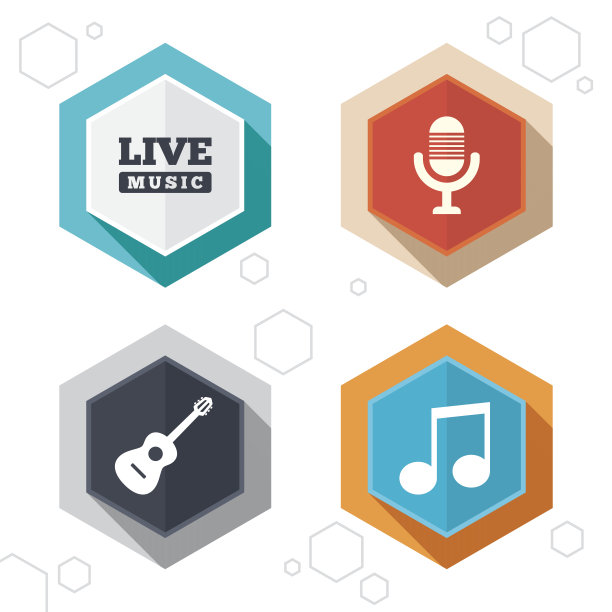 音乐元素图标。麦克风和吉他图片下载