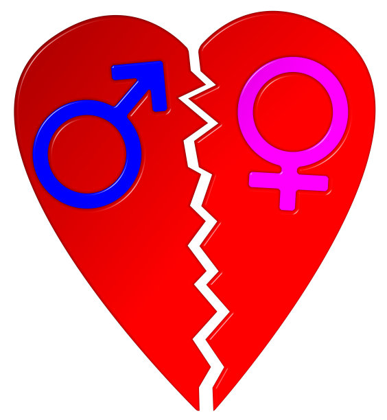 破碎的心男性女性的象征图片下载
