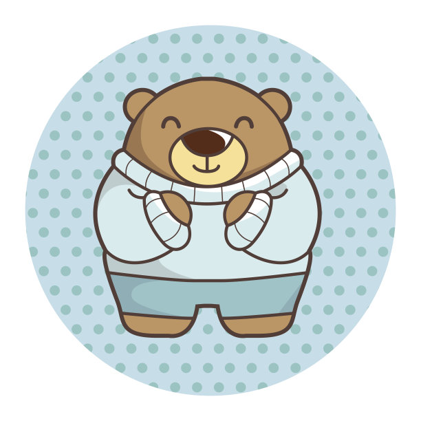 动物熊冬季卡通主题元素图片下载