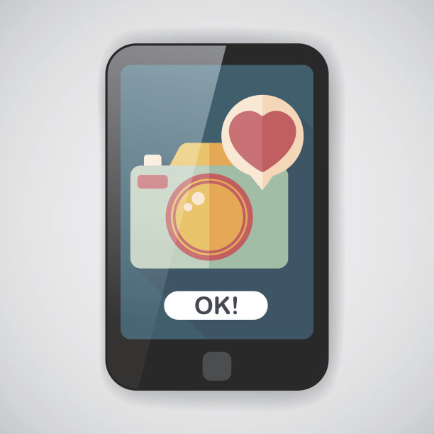 情人节照片相机与长影子图标，eps10图片下载