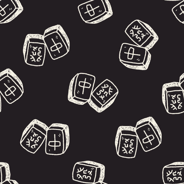 中国新年;中国麻将无缝图案背景涂鸦图片下载