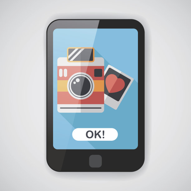 情人节照片长阴影扁平图标，eps10图片下载