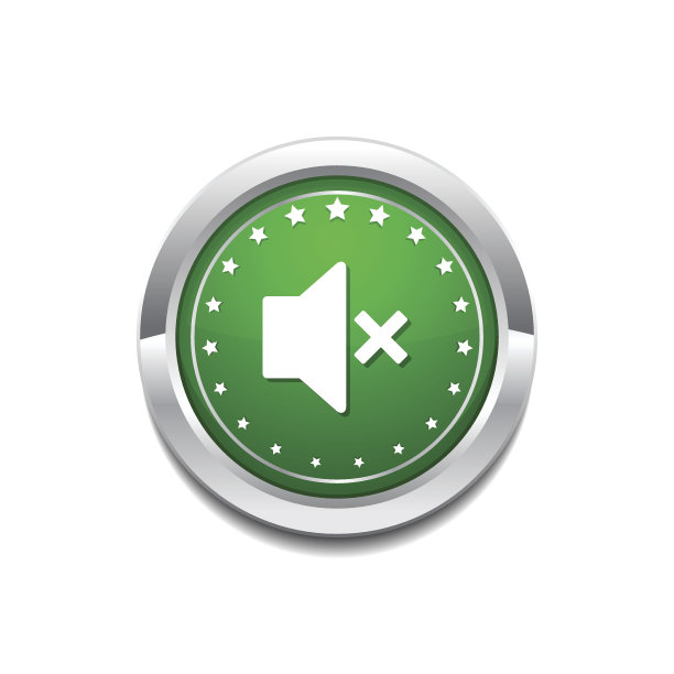 静音圆形绿色矢量网页按钮图标图片下载